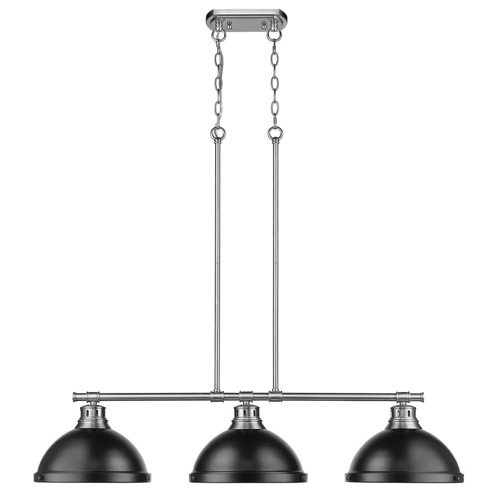 Golden Lighting 3602-3LP PW-BLK Pewter Yep By Golden Lighting Duncan 3-light Island Light In Pewter And Matte Black Shade Image 3