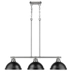 Golden Lighting 3602-3LP PW-BLK Pewter Yep By Golden Lighting Duncan 3-light Island Light In Pewter And Matte Black Shade Image 3