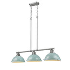Golden Lighting Duncan Yep By Golden Lighting Duncan 3-light Island Light In Aged Brass And Seafoam Shade