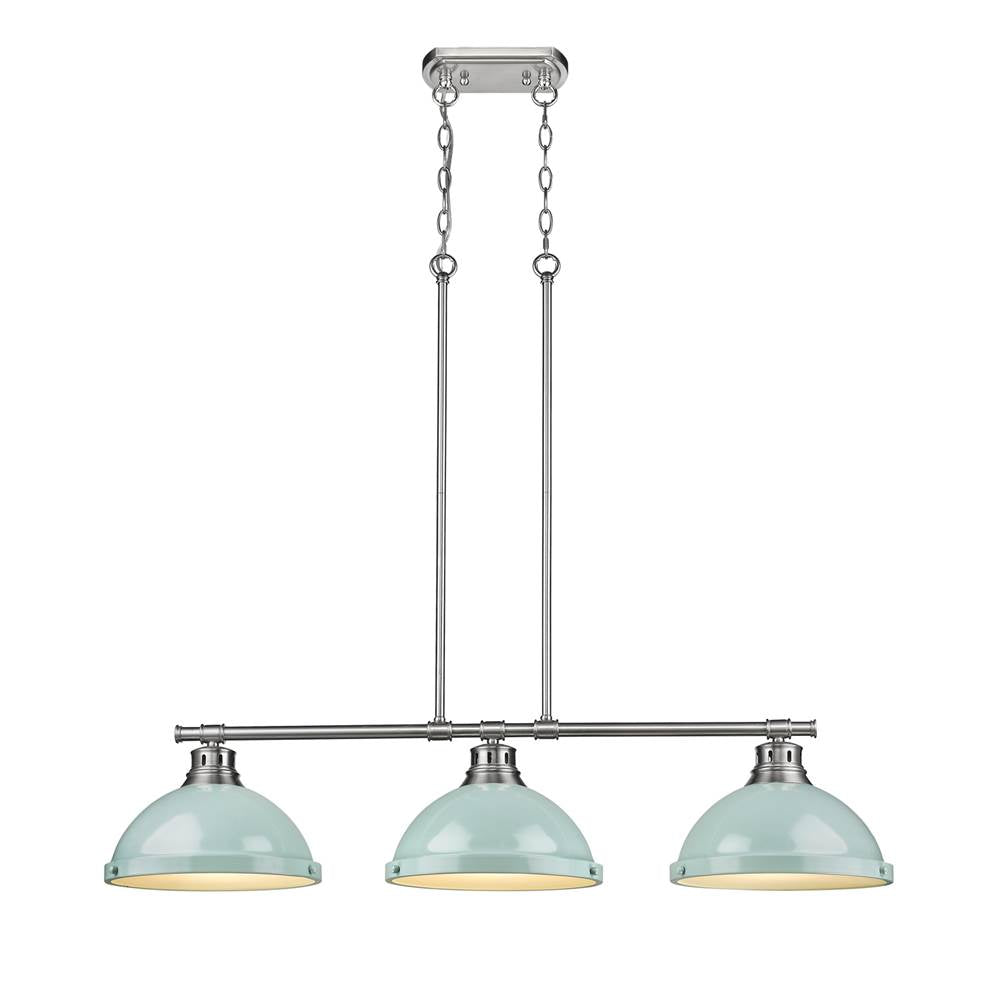Golden Lighting 3602-3LP PW-SF Pewter Yep By Golden Lighting Duncan 3-light Island Light In Pewter And Seafoam Shade Image 2