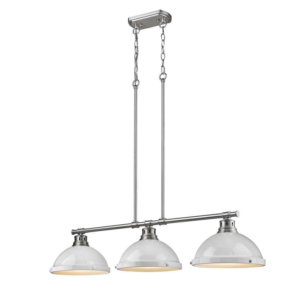 Golden Lighting 3602-3LP PW-WH Pewter Yep By Golden Lighting Duncan 3-light Island Light In Pewter And White Shade Image 2