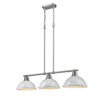 Golden Lighting 3602-3LP PW-WH Pewter Yep By Golden Lighting Duncan 3-light Island Light In Pewter And White Shade Image 2