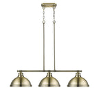Golden Lighting 3602-3LP AB-AB Aged Brass Yep By Golden Lighting Duncan 3-light Island Light In Aged Brass Image 1