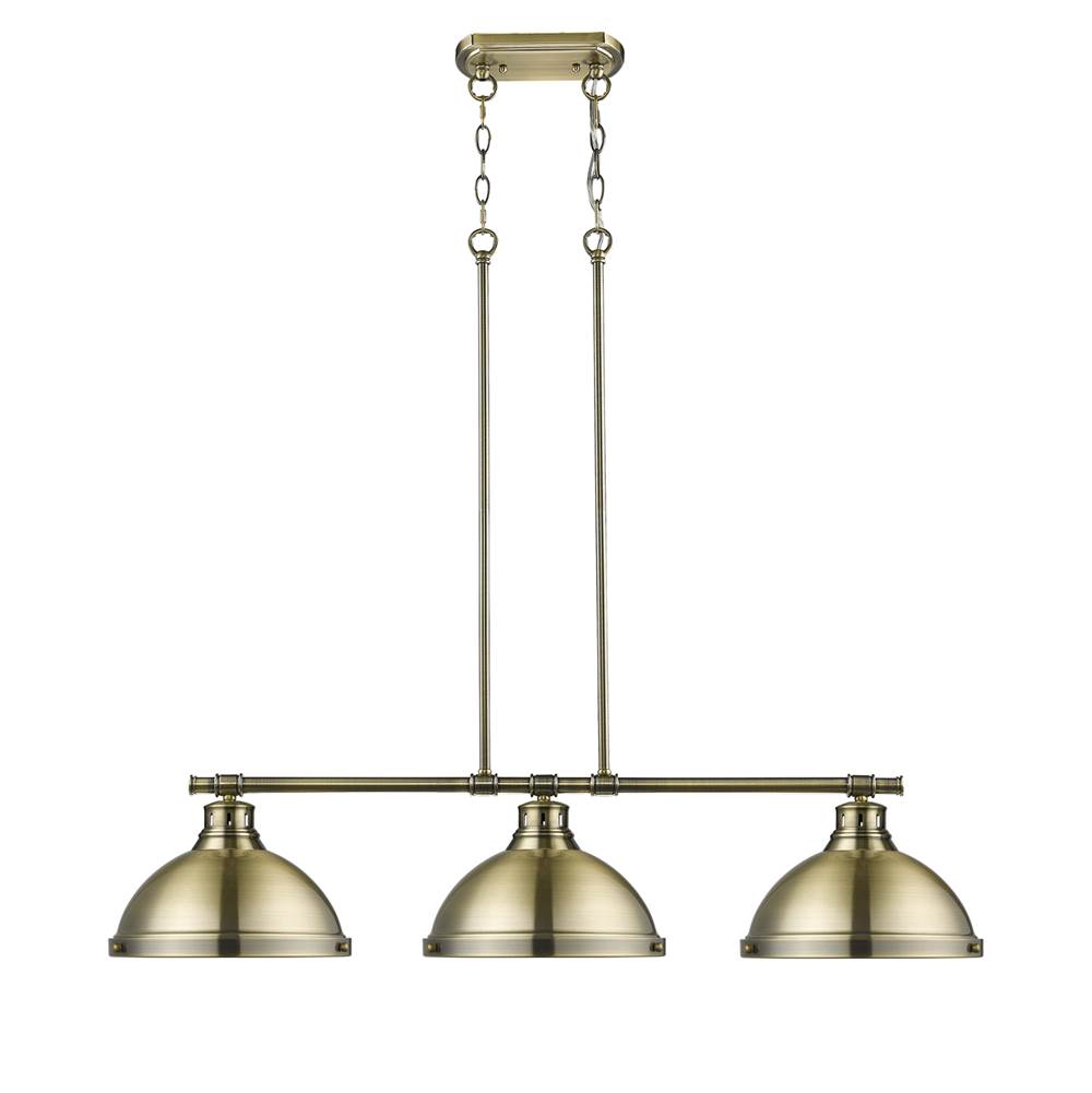 Golden Lighting 3602-3LP AB-AB Aged Brass Yep By Golden Lighting Duncan 3-light Island Light In Aged Brass Image 1