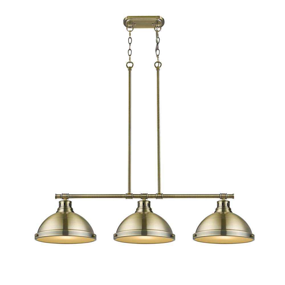 Golden Lighting Duncan Yep By Golden Lighting Duncan 3-light Island Light In Aged Brass