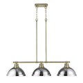 Golden Lighting 3602-3LP AB-CH Aged Brass Yep By Golden Lighting Duncan 3-light Island Light In Aged Brass And Chrome Shade Image 1