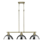 Golden Lighting 3602-3LP AB-CH Aged Brass Yep By Golden Lighting Duncan 3-light Island Light In Aged Brass And Chrome Shade Image 1