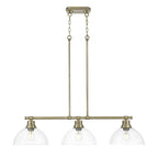 Golden Lighting 3602-3LP AB-CLR Aged Brass Yep By Golden Lighting Duncan 3-light Island Light In Aged Brass And Clear Glass Image 1