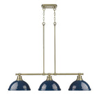 Golden Lighting 3602-3LP AB-NVY Aged Brass Yep By Golden Lighting Duncan 3-light Island Light In Aged Brass And Navy Blue Shade Image 1