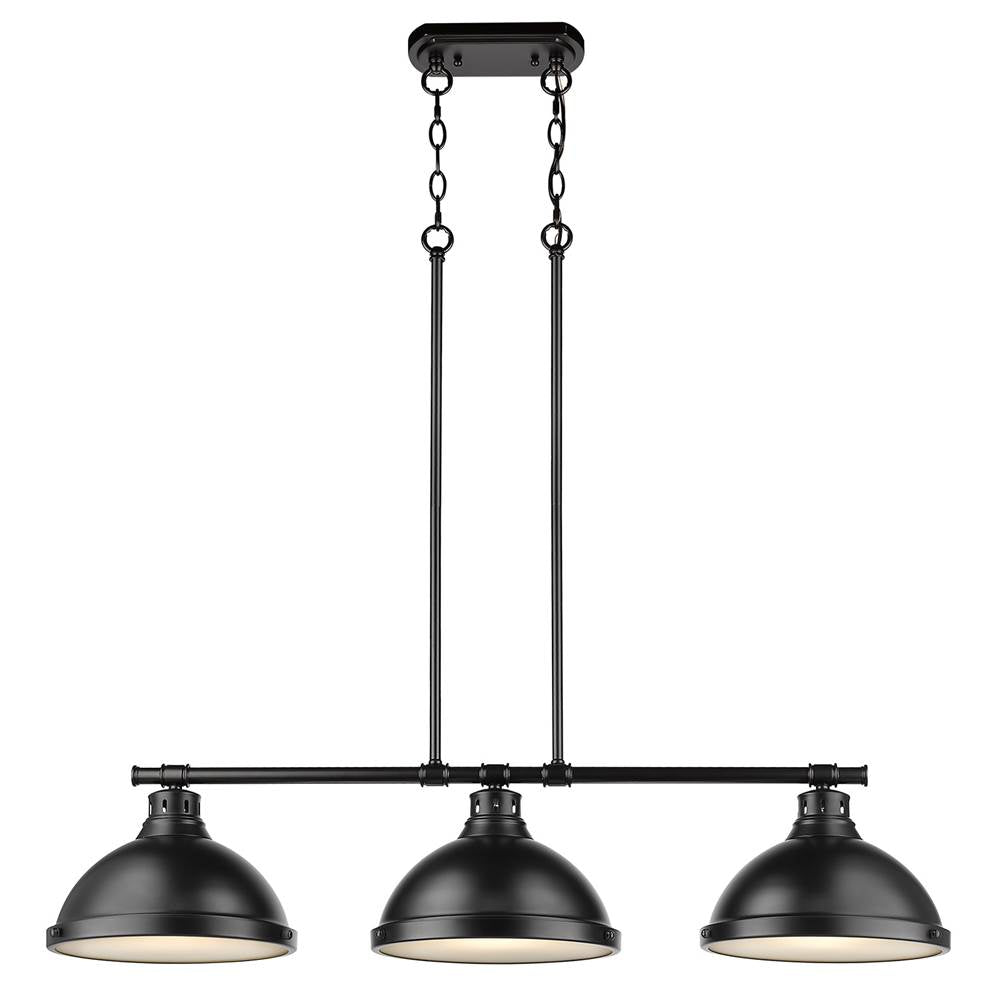 Golden Lighting Duncan Yep By Golden Lighting Duncan 3-light Island Light In Aged Brass And Matte Black Shade