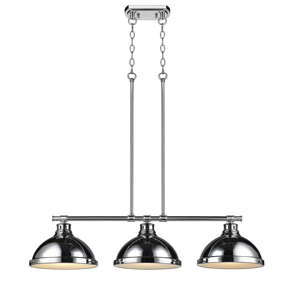 Golden Lighting Duncan Yep By Golden Lighting Duncan 3-light Island Light In Aged Brass And Chrome Shade