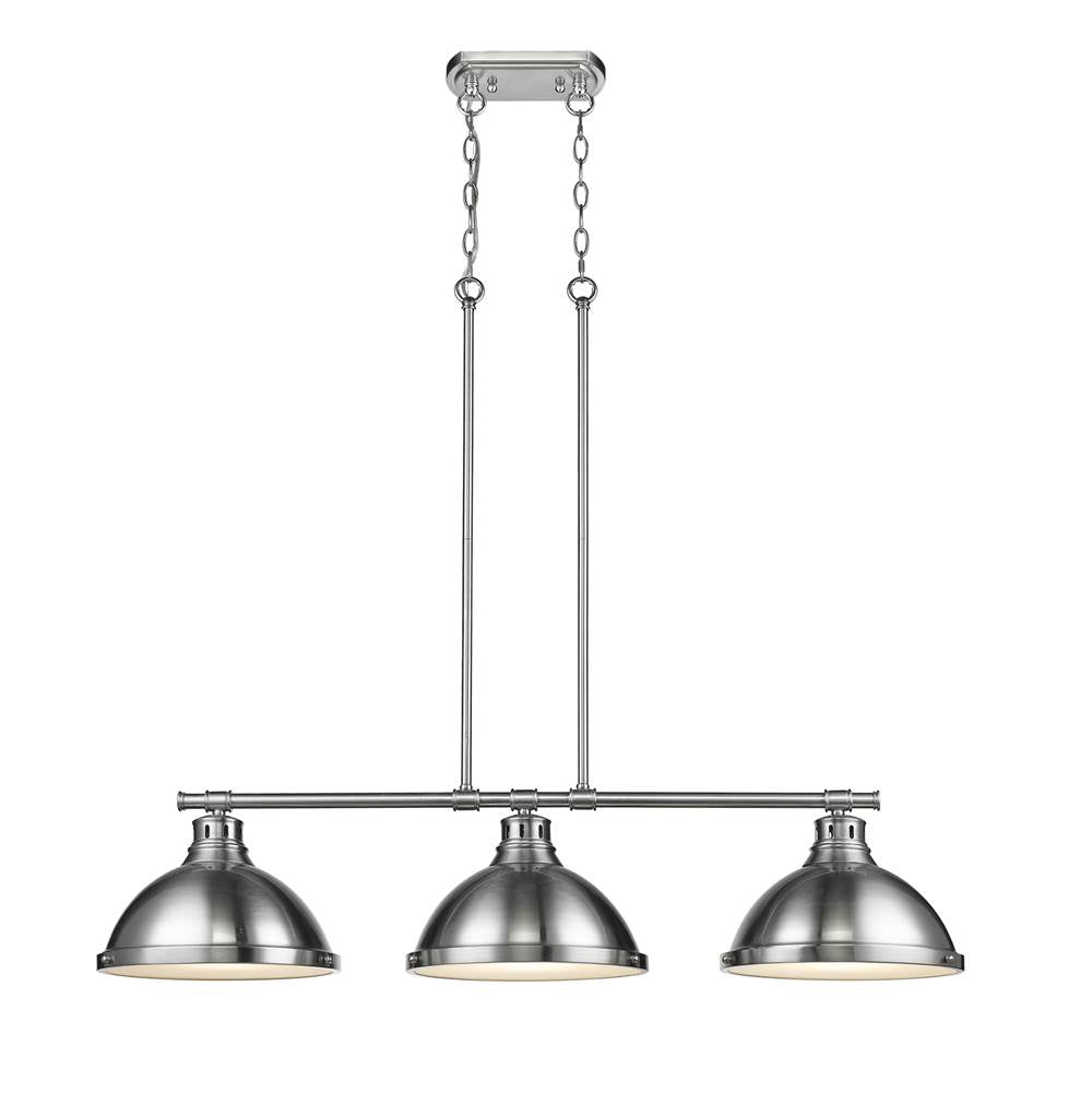 Golden Lighting Duncan Yep By Golden Lighting Duncan 3-light Island Light In Aged Brass And Pewter Shade