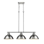 Golden Lighting Duncan Yep By Golden Lighting Duncan 3-light Island Light In Aged Brass And Pewter Shade