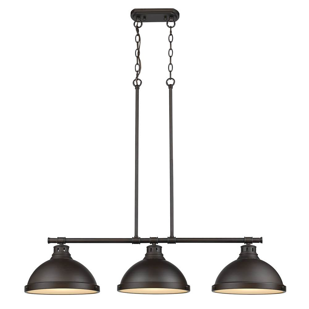 Golden Lighting Duncan Yep By Golden Lighting Duncan 3-light Island Light In Aged Brass And Rubbed Bronze Shade