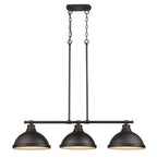 Golden Lighting Duncan Yep By Golden Lighting Duncan 3-light Island Light In Aged Brass And Rubbed Bronze Shade