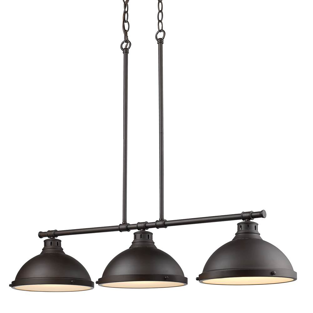 Golden Lighting 3602-3LP RBZ-RBZ Rubbed Bronze Yep By Golden Lighting Duncan 3-light Island Light In Rubbed Bronze And Rubbed Bronze Shade Image 2