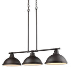 Golden Lighting 3602-3LP RBZ-RBZ Rubbed Bronze Yep By Golden Lighting Duncan 3-light Island Light In Rubbed Bronze And Rubbed Bronze Shade Image 2