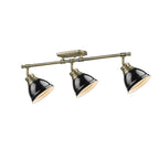 Golden Lighting Duncan Yep By Golden Lighting Duncan 3-light Semi-flush Mount In Aged Brass And Black Shade