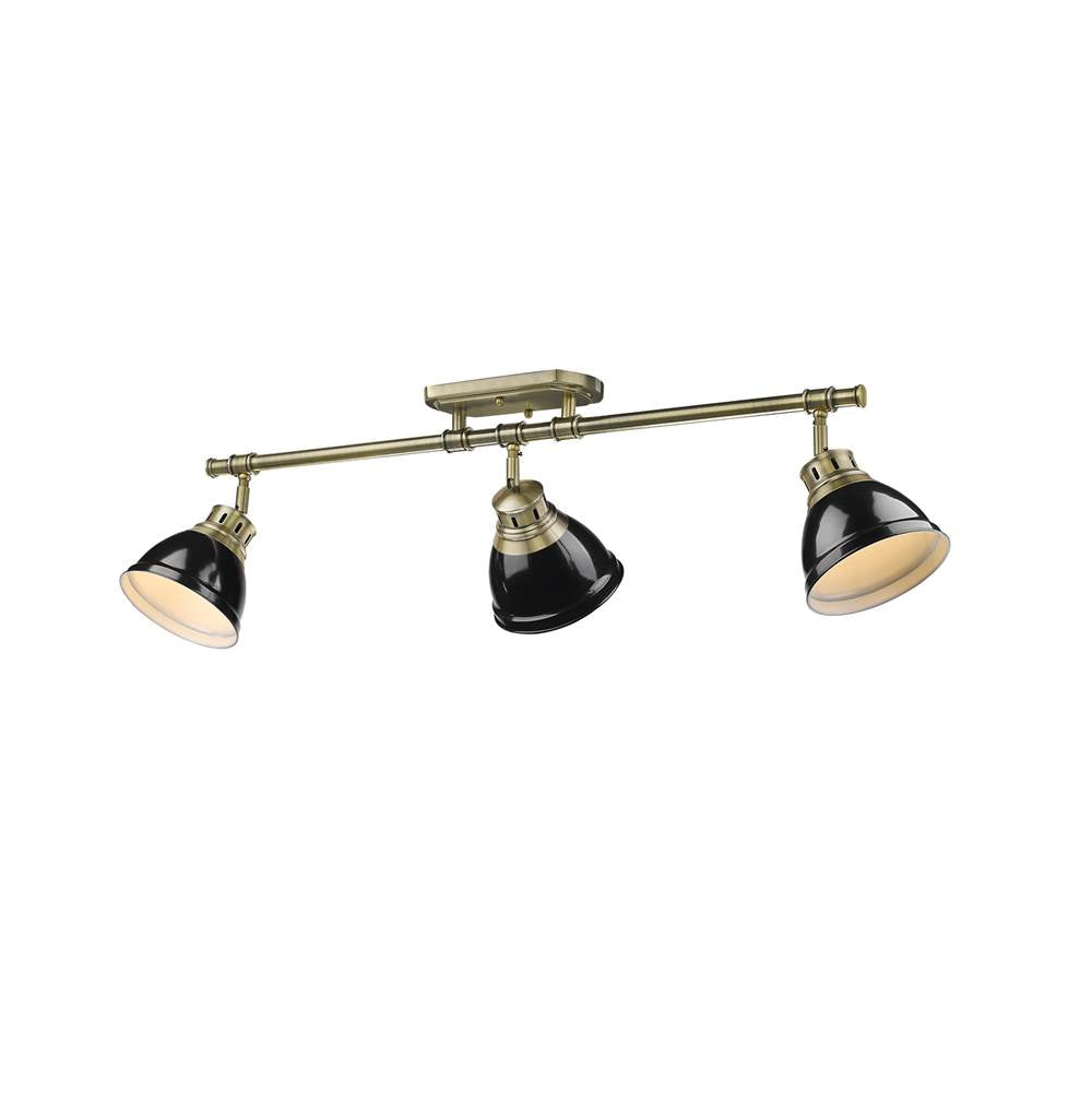 Golden Lighting 3602-3SF AB-BK Aged Brass Yep By Golden Lighting Duncan 3-light Semi-flush Mount In Aged Brass And Black Shade Image 3