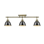 Golden Lighting 3602-3SF AB-BK Aged Brass Yep By Golden Lighting Duncan 3-light Semi-flush Mount In Aged Brass And Black Shade Image 2