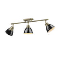 Golden Lighting 3602-3SF AB-BK Aged Brass Yep By Golden Lighting Duncan 3-light Semi-flush Mount In Aged Brass And Black Shade Image 1