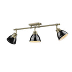 Golden Lighting 3602-3SF AB-BK Aged Brass Yep By Golden Lighting Duncan 3-light Semi-flush Mount In Aged Brass And Black Shade Image 1