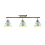 Golden Lighting 3602-3SF AB-SF Aged Brass Yep By Golden Lighting Duncan 3-light Semi-flush Mount In Aged Brass And Seafoam Shade Image 2