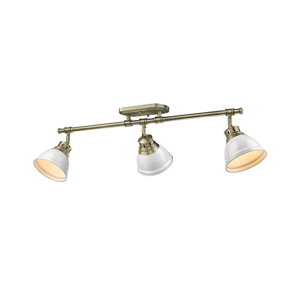 Golden Lighting 3602-3SF AB-WH Aged Brass Yep By Golden Lighting Duncan 3-light Semi-flush Mount In Aged Brass And White Shade Image 3