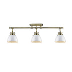 Golden Lighting 3602-3SF AB-WH Aged Brass Yep By Golden Lighting Duncan 3-light Semi-flush Mount In Aged Brass And White Shade Image 2