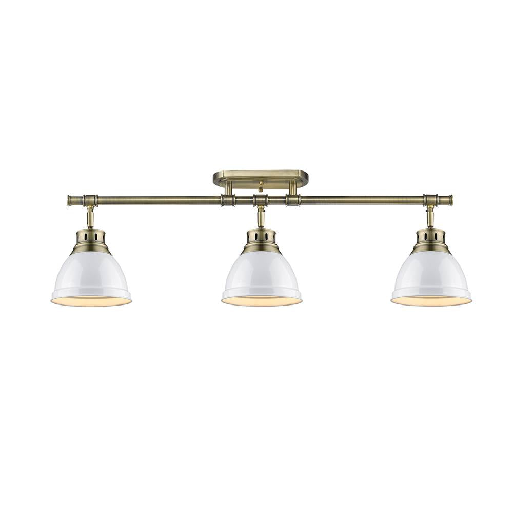 Golden Lighting 3602-3SF AB-WH Aged Brass Yep By Golden Lighting Duncan 3-light Semi-flush Mount In Aged Brass And White Shade Image 2