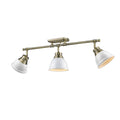 Golden Lighting 3602-3SF AB-WH Aged Brass Yep By Golden Lighting Duncan 3-light Semi-flush Mount In Aged Brass And White Shade Image 1