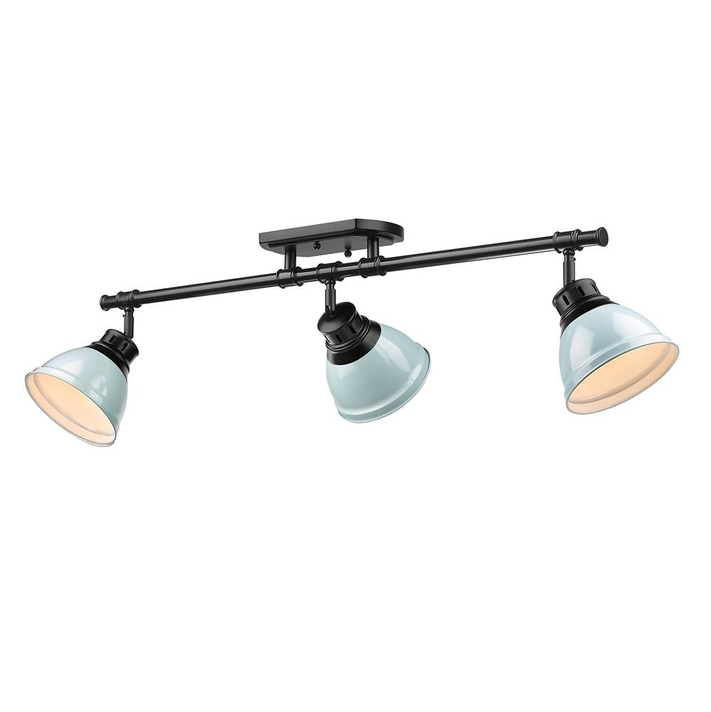 Golden Lighting Duncan Yep By Golden Lighting Duncan 3-light Semi-flush Mount In Aged Brass And Seafoam Shade