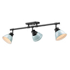 Golden Lighting Duncan Yep By Golden Lighting Duncan 3-light Semi-flush Mount In Aged Brass And Seafoam Shade
