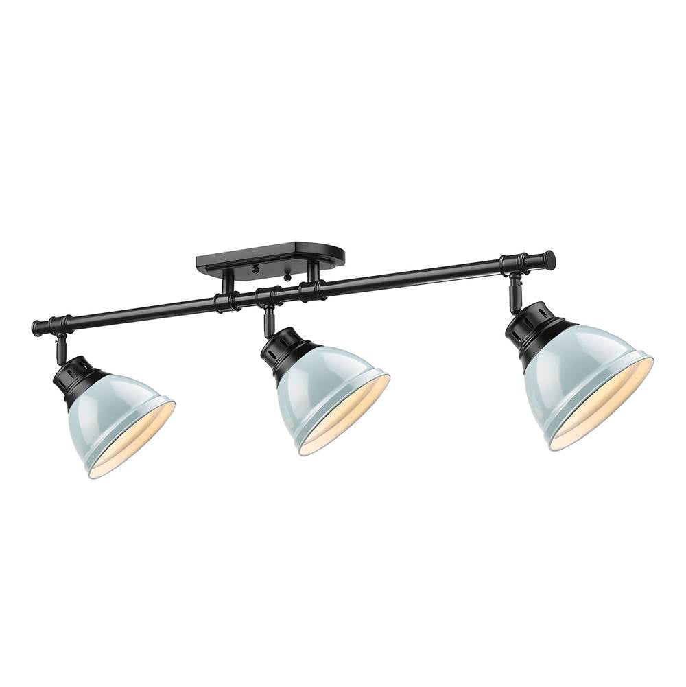 Golden Lighting 3602-3SF BLK-SF Matte Black Yep By Golden Lighting Duncan 3-light Semi-flush Mount In Matte Black And Seafoam Shade Image 4