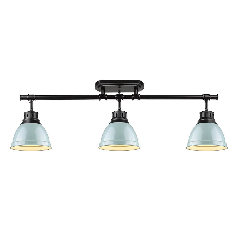 Golden Lighting 3602-3SF BLK-SF Matte Black Yep By Golden Lighting Duncan 3-light Semi-flush Mount In Matte Black And Seafoam Shade Image 3