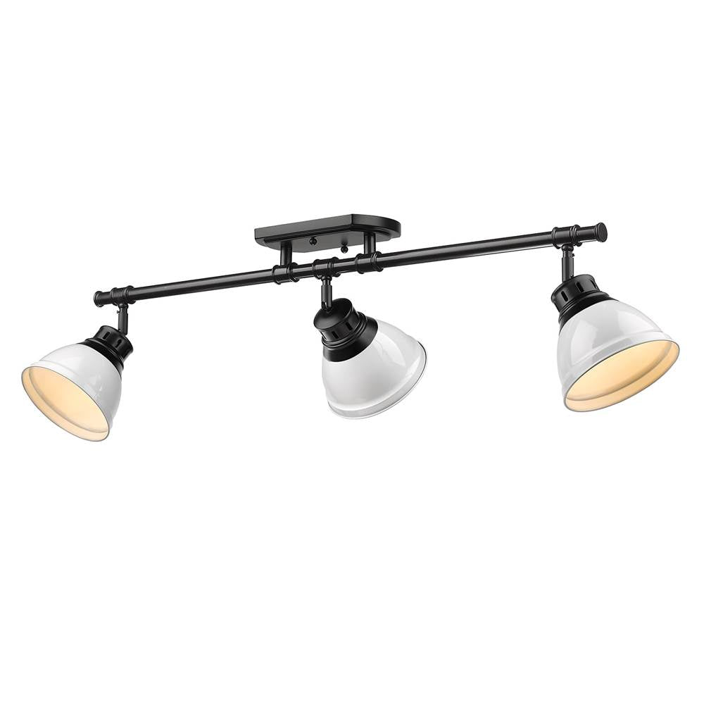 Golden Lighting Duncan Yep By Golden Lighting Duncan 3-light Semi-flush Mount In Aged Brass And White Shade
