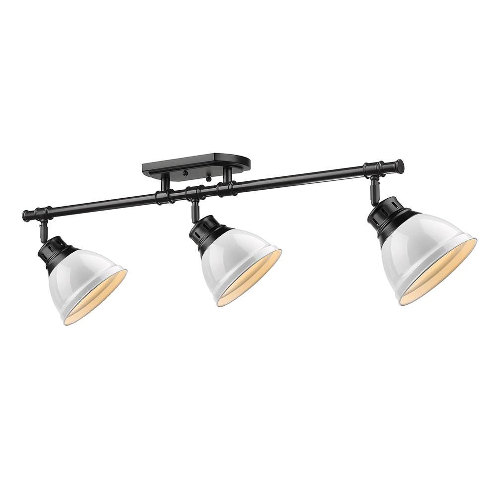 Golden Lighting 3602-3SF BLK-WH Matte Black Yep By Golden Lighting Duncan 3-light Semi-flush Mount In Matte Black And White Shade Image 4