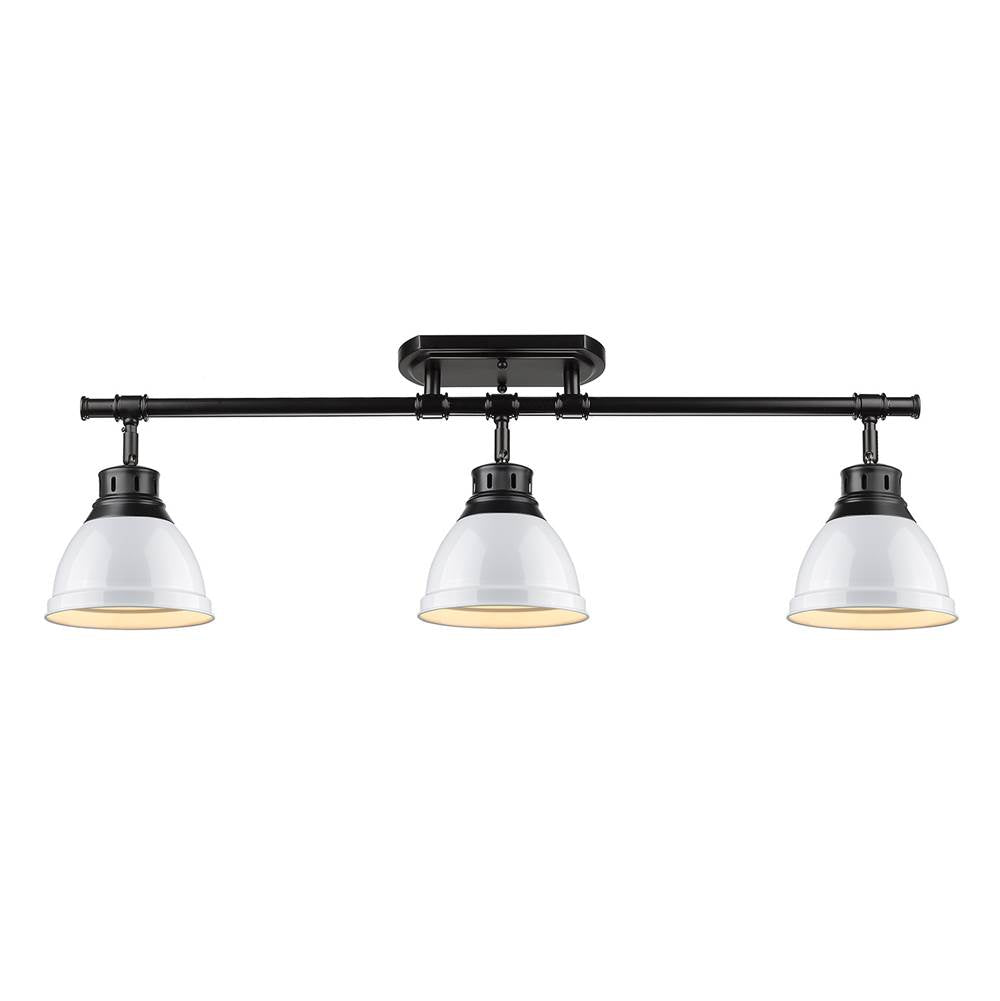 Golden Lighting 3602-3SF BLK-WH Matte Black Yep By Golden Lighting Duncan 3-light Semi-flush Mount In Matte Black And White Shade Image 3