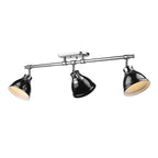 Golden Lighting 3602-3SF CH-BK Chrome Yep By Golden Lighting Duncan 3-light Semi-flush Mount In Chrome And Black Shade Image 2