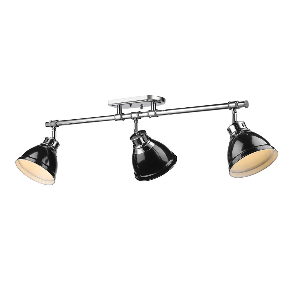 Golden Lighting 3602-3SF CH-BK Chrome Yep By Golden Lighting Duncan 3-light Semi-flush Mount In Chrome And Black Shade Image 2