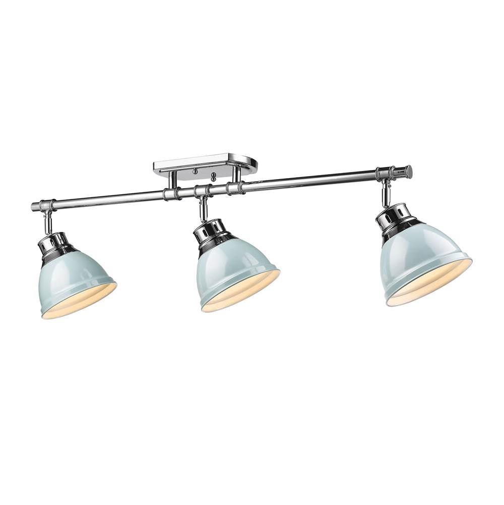 Golden Lighting Duncan Yep By Golden Lighting Duncan 3-light Semi-flush Mount In Aged Brass And Seafoam Shade