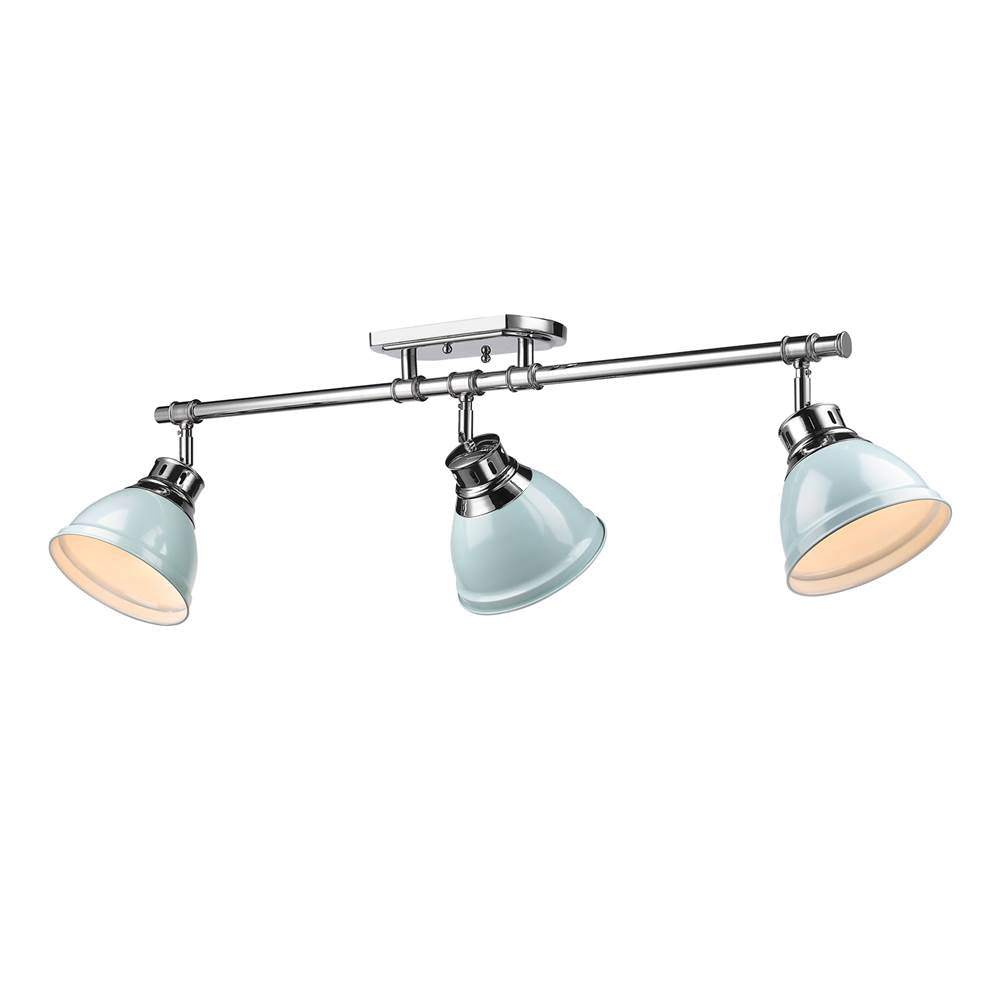 Golden Lighting 3602-3SF CH-SF Chrome Yep By Golden Lighting Duncan 3-light Semi-flush Mount In Chrome And Seafoam Shade Image 3