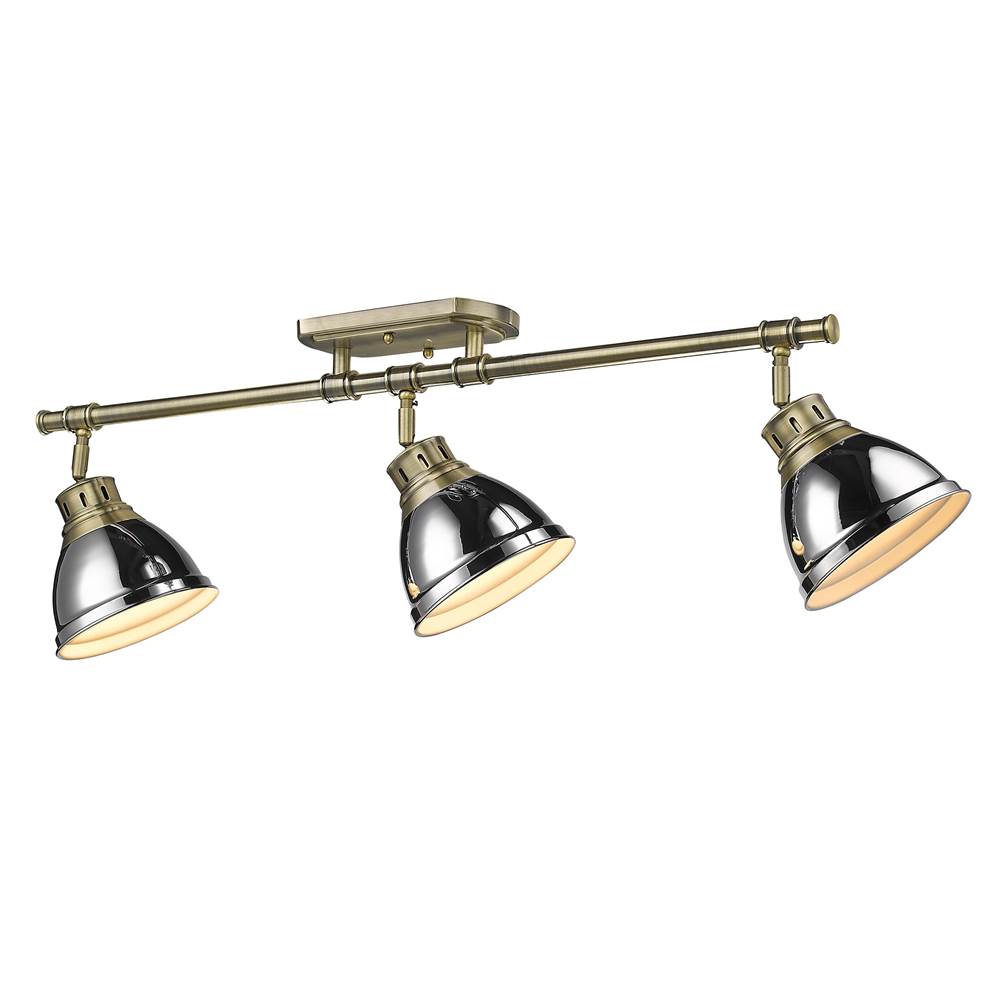 Golden Lighting Duncan Yep By Golden Lighting Duncan 3-light Semi-flush Mount In Aged Brass And Chrome Shade
