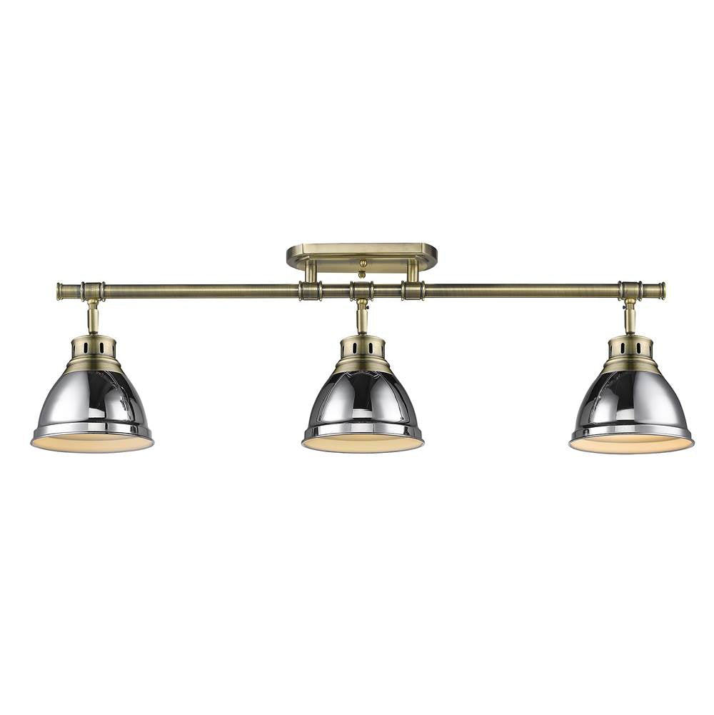 Golden Lighting 3602-3SF AB-CH Aged Brass Yep By Golden Lighting Duncan 3-light Semi-flush Mount In Aged Brass And Chrome Shade Image 2