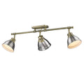 Golden Lighting 3602-3SF AB-PW Aged Brass Yep By Golden Lighting Duncan 3-light Semi-flush Mount In Aged Brass And Pewter Shade Image 1