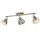 Golden Lighting 3602-3SF AB-PW Aged Brass Yep By Golden Lighting Duncan 3-light Semi-flush Mount In Aged Brass And Pewter Shade Image 1