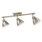 Golden Lighting Duncan Yep By Golden Lighting Duncan 3-light Semi-flush Mount In Aged Brass And Pewter Shade