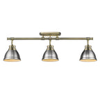 Golden Lighting 3602-3SF AB-PW Aged Brass Yep By Golden Lighting Duncan 3-light Semi-flush Mount In Aged Brass And Pewter Shade Image 2