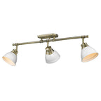 Golden Lighting 3602-3SF AB-WHT Aged Brass Yep By Golden Lighting Duncan 3-light Semi-flush Mount In Aged Brass And Matte White Shade Image 1