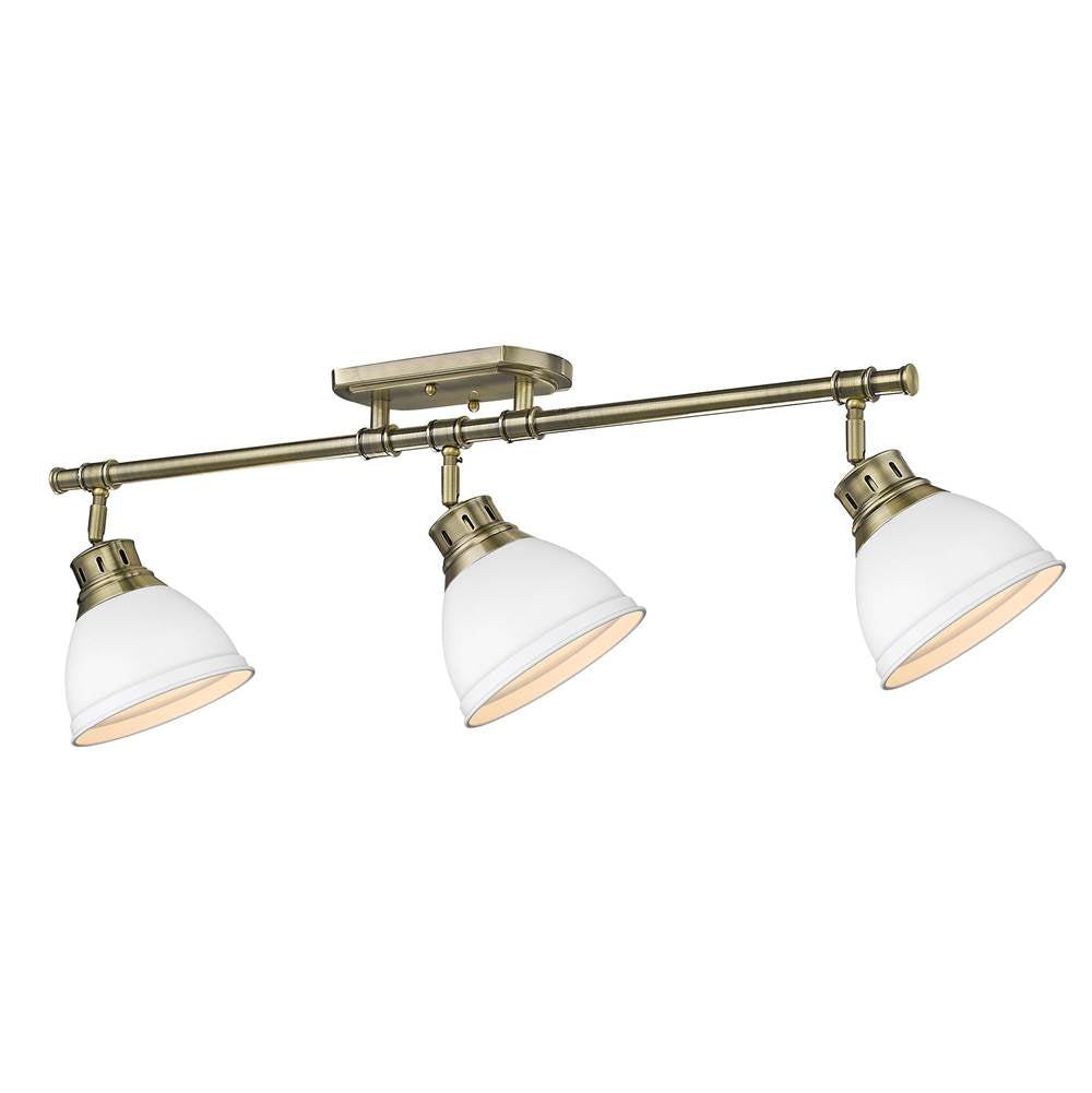 Golden Lighting Duncan Yep By Golden Lighting Duncan 3-light Semi-flush Mount In Aged Brass And Matte White Shade